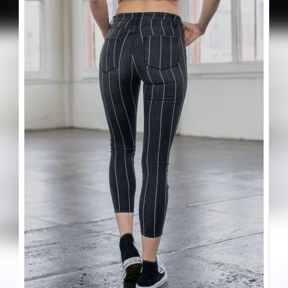 RSQ High Rise Ankle Stripe Womens Skinny Jeans 0/w24 - Picture 3 of 7